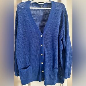 Blue Button-Up Women's Sweater